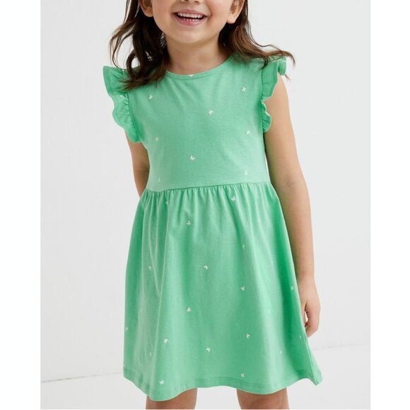 H&M Girls Cotton Jersey Butterfly Dress in Green - Picture 1 of 2